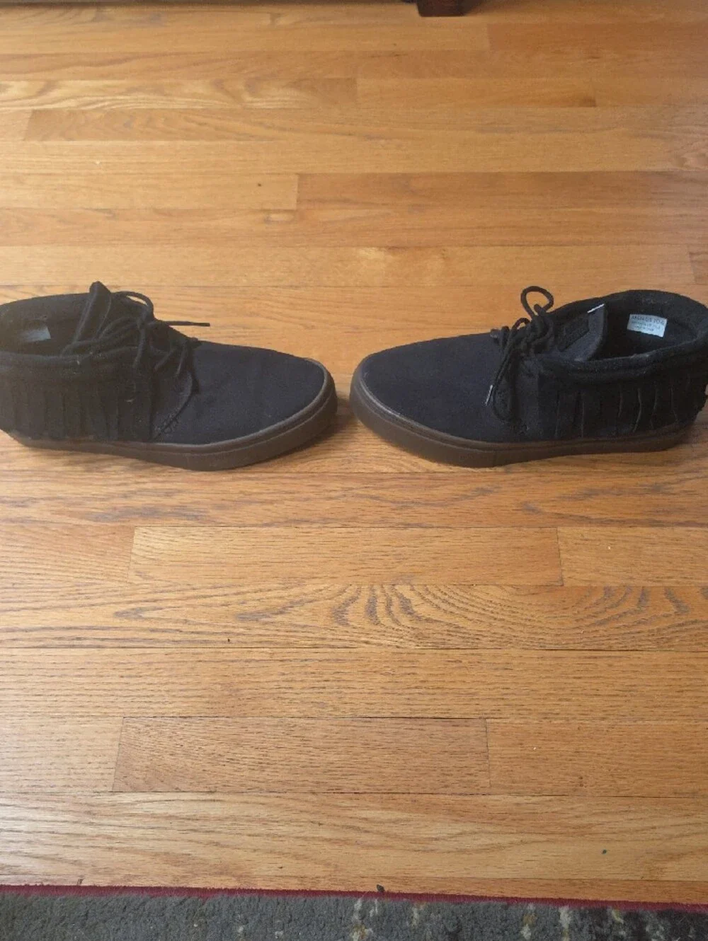 Men's Clear WeatherBlack Suede Mid-Top Casual Shoes with Fringe